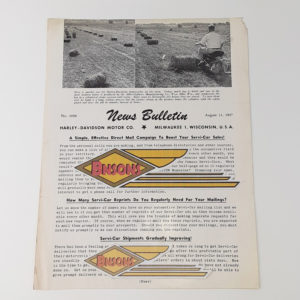 ORIGINAL HARLEY DEALER 1947 NEWS BULLETIN #1038 – KNUCKLEHEAD