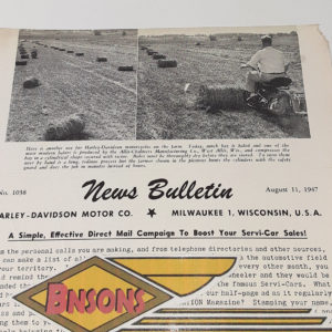 ORIGINAL HARLEY DEALER 1947 NEWS BULLETIN #1038 – KNUCKLEHEAD