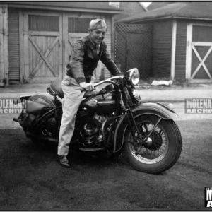 Vintage Harley Motorcycle PHOTO “Home on Leave” Behind Molenaar HD 1940