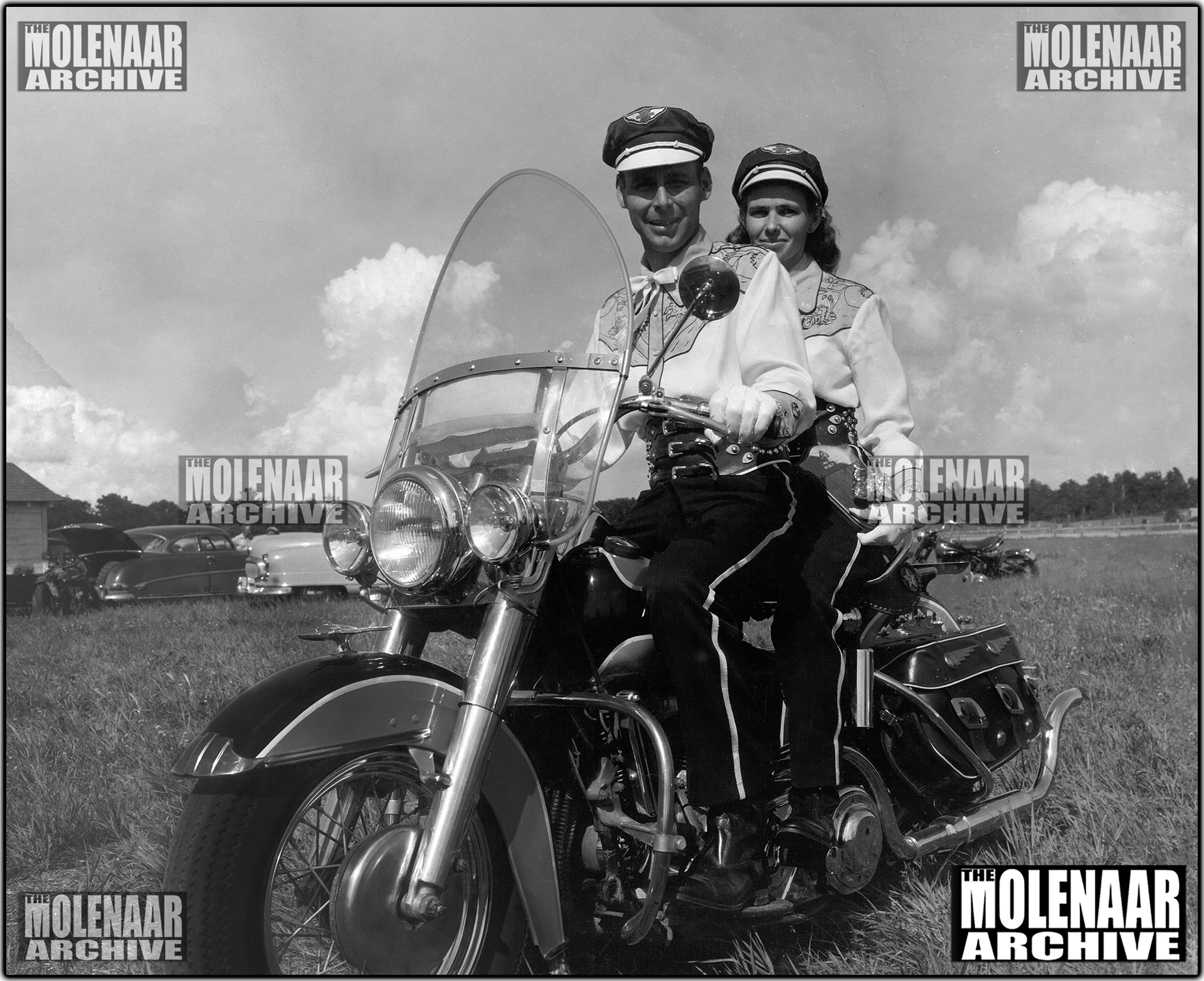 Vintage Harley-Davidson Motorcycle PHOTO "Neatest Couple" Rally (1955)