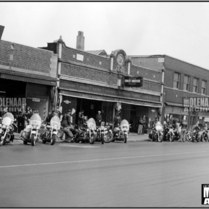 Vintage Group Photo Outside of Molenaar Harley-Davidson (1950s)