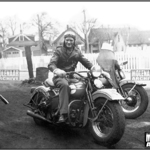 Vintage Photo “Cold Weather Riding” Molenaar Harley Flathead 1941-46