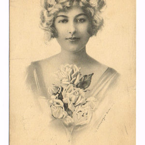 Vintage Postcard – 1913  “Portrait of a dark-eyed muse”  Reddick, Ill.