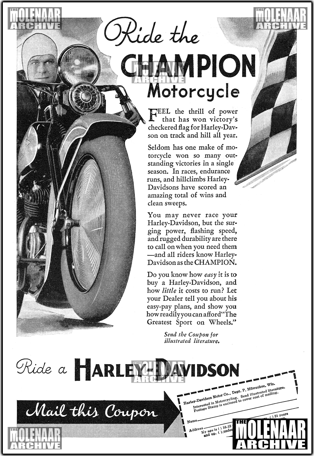 1934 Harley-Davidson VL Model Race Poster on the Molenaar Archive