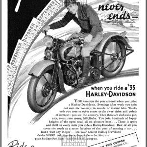 1935 Harley-Davidson Factory Dealer Advertisement Wall Print | Molenaar Archive