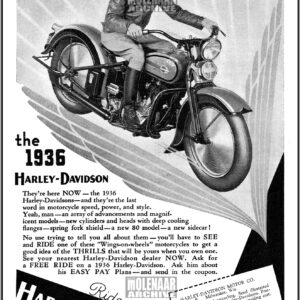 1936 Harley-Davidson Factory Ad Knucklehead Garage Wall Art | Molenaar Archive