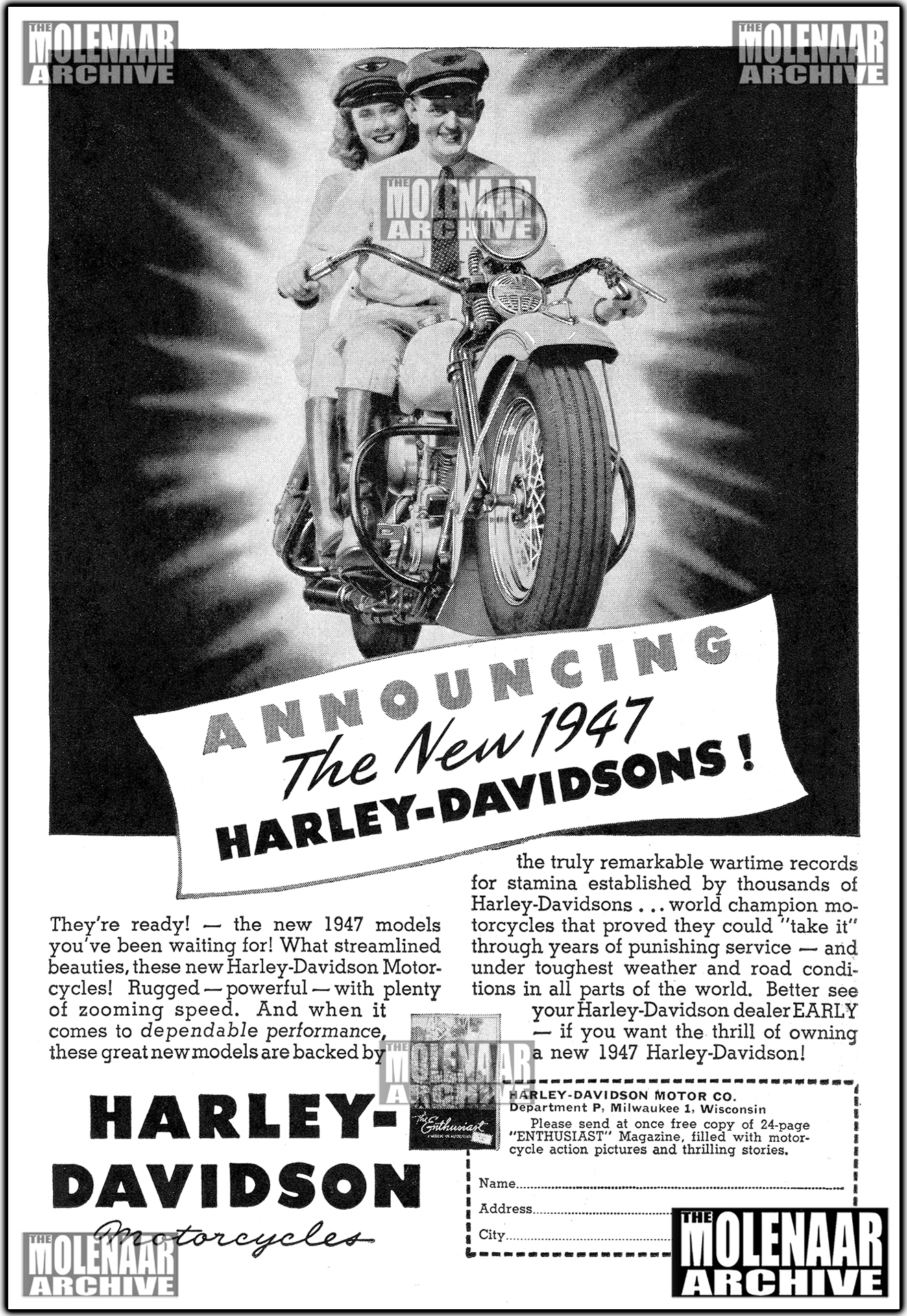 The New 1947 Harley-Davidson Knucklehead Motorcycle