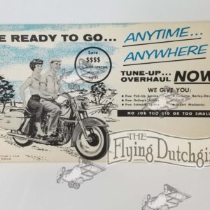 Vintage Original 1960 Harley Tune Up Reminder Postcard…”Be Ready To Go!”