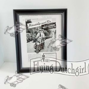 Framed Vintage Original 1949 Harley “Friendship and Fun” Hydra-Glide Ad