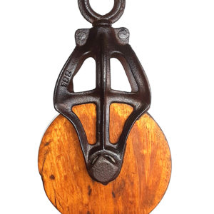 Antique Cast Iron  Barn Pulley – Wood Wheel (38)