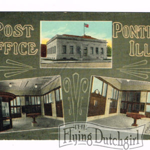 Vintage Postcard – 1915  “Post Office”  Pontiac, Ill.