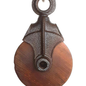 Antique Cast Iron  Barn Pulley – Wood Wheel (42)