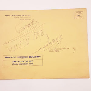 Original Vintage 1965 Logo Harley-Davidson Service Bulletin Shipping Envelope