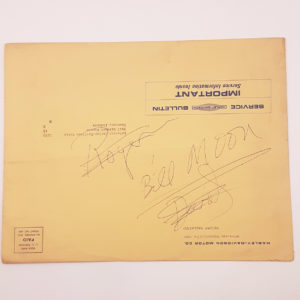 Original Vintage 1965 Logo Harley-Davidson Service Bulletin Shipping Envelope