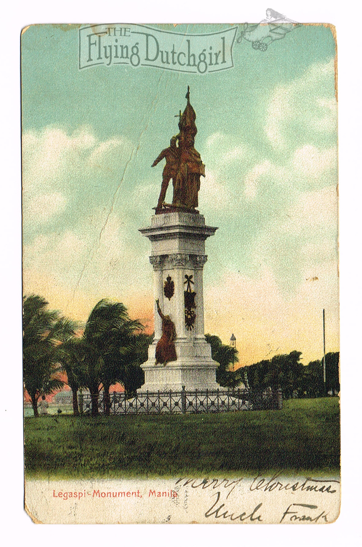 Rare Legaspi Monument Postcard from Manila, P.I. - Vintage Collectible