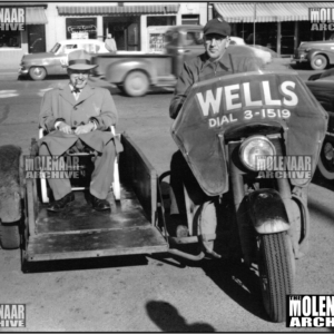 Vintage Photo “Wells Drug & Parcel Service” Harley 1953 Moorhead, MN