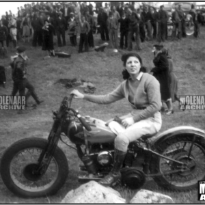 Vintage Molenaar Harley-Davidson Photo – Gal on Period Mod. 1935 DL Climber