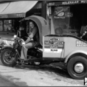 Vintage Molenaar Harley-Davidson Photo – Harry and his Gouldcar 1940’s