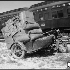 Vintage Molenaar Harley-Davidson Photo – Loaded VL in Front of Train