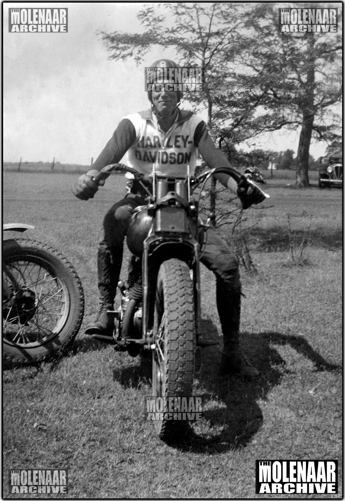 Vintage Molenaar Harley-Davidson Race Photo - Team Member on WLDR 1930's