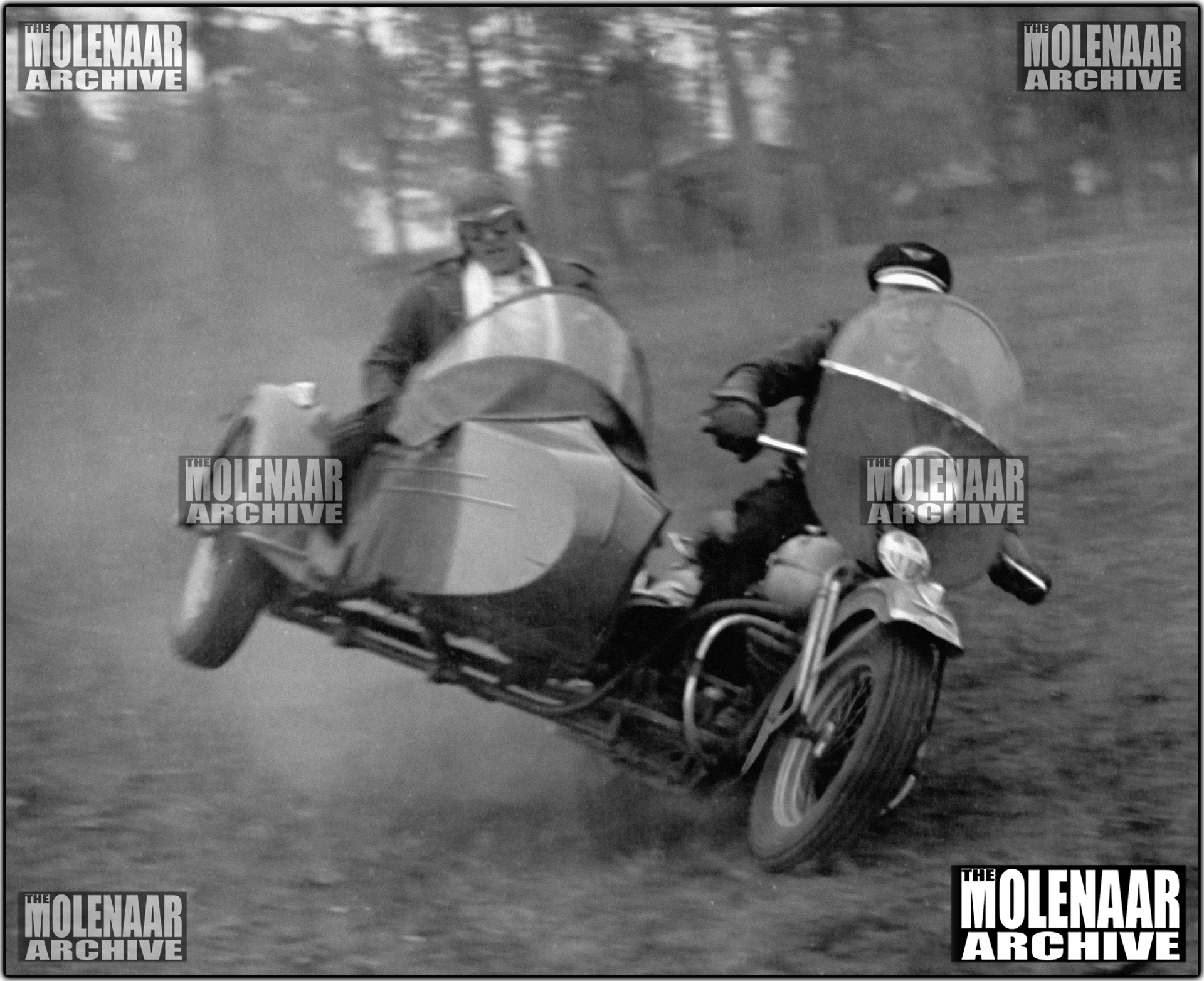 Vintage Molenaar Harley-Davidson Photo - Flying the Car 1940's