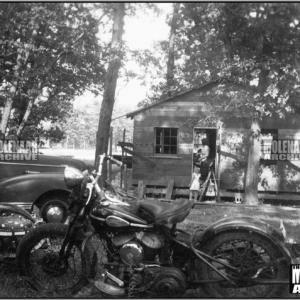 Vintage Harley Photo – 45 Bobber w/ Period Acc., Flanders Bars, & more 1940s