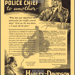 Vintage Molenaar Harley-Davidson Flyer/Poster- Says one Police Chief to Another