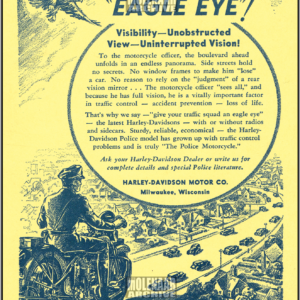 Vintage Molenaar Harley-Davidson Police Flyer/Poster- Give ’em an EAGLE EYE”