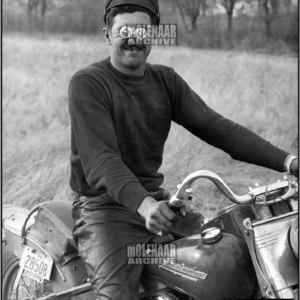 Vintage Photo “Bug-Eyed” Illiana Speedway Molenaar Harley-Davidson 1952