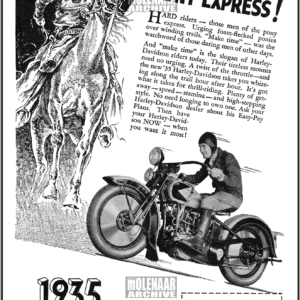 Vintage Harley-Davidson Advertisement Flyer – Riding the Pony Express 1935 VL