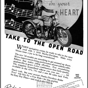 Vintage Harley-Davidson Advertisement Flyer – Take to the Open Road on 1936 VL