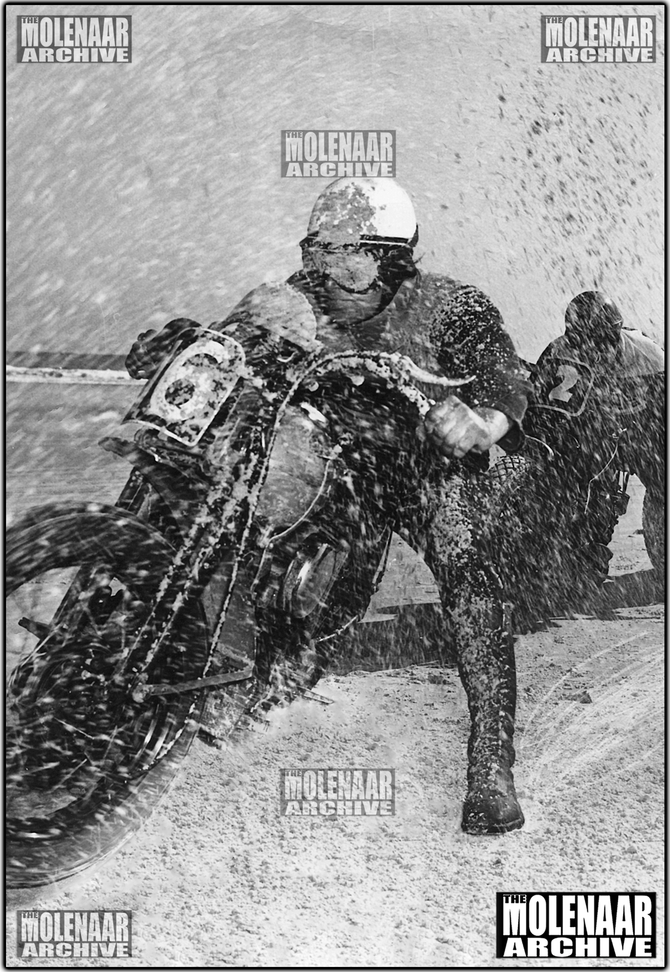 Vintage Molenaar Harley-Davidson Race Photo - Leo Anthony Hot on the Trail