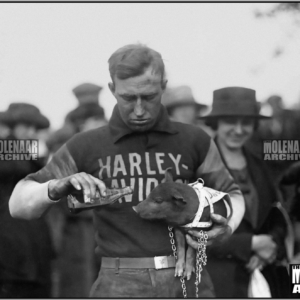 Vintage Harley-Davidson Race Photo – Feeding the Pig