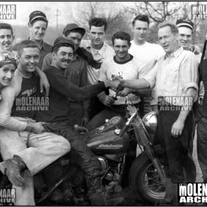 Vintage Photo Harry Giving Out Trophies Molenaar Speedway Harley 1952