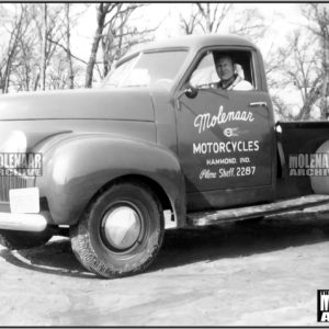 Vintage Molenaar Harley Photo – Official Shop Truck 1940’s Studebaker