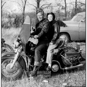 Vintage Photo “Couple on FL ” Illiana Speedway Molenaar Harley (1951)