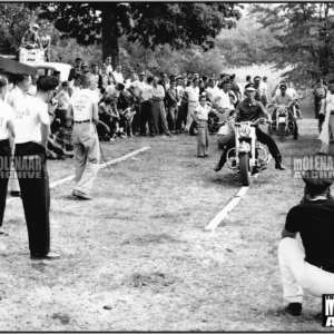 Vintage Photo “Ride the Plank” Cincinnati Cavaliers MC Harley