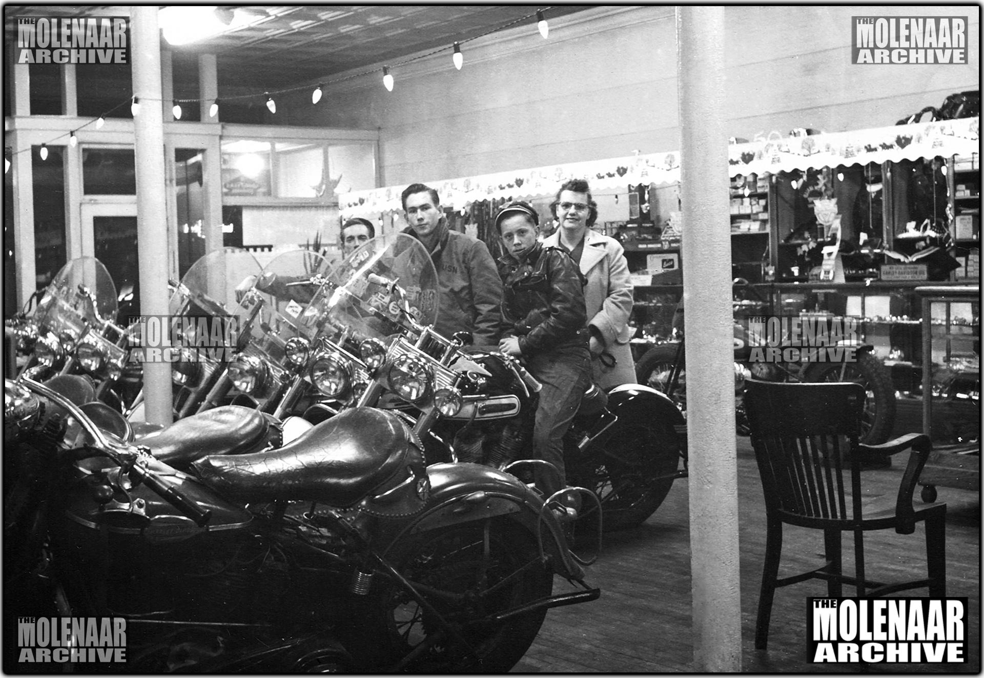 Vintage Photo Group at Molenaar Harley-Davidson Showroom 1950's