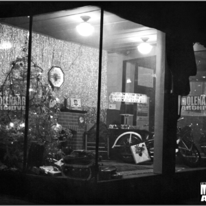 Vintage Photo Christmas at Molenaar Harley-Davidson Showroom 1954