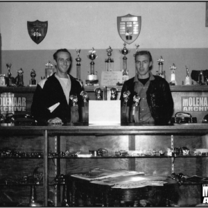 Vintage Photo Illiana MC Members w/ Turkey Run Trophies Molenaar Harley