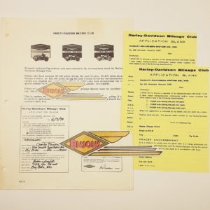 ORIGINAL HARLEY FACTORY MILEAGE CLUB FORM- SHOVELHEAD, PANHEAD, KNUCKLEHEAD