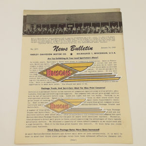 ORIGINAL HARLEY DEALER 1949 NEWS BULLETIN #1075 – PANHEAD, KNUCKLEHEAD