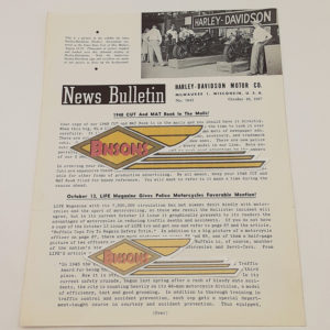 ORIGINAL HARLEY DEALER 1947 NEWS BULLETIN #1043 – PANHEAD, KNUCKLEHEAD