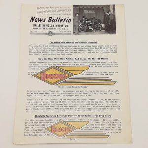 ORIGINAL HARLEY DEALER 1948 NEWS BULLETIN #1057 – PANHEAD