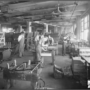 Vintage Harley Photo Poster – Milwaukee Manufacturing Factory 1918