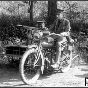 Vintage Indian Motocycle Military PHOTO – 1918 Colt-Browning and Sidecar