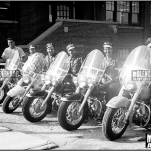 Vintage Harley Photo Poster – Five Metropolis, Ill. Riders & 1955 Hydra-Glides