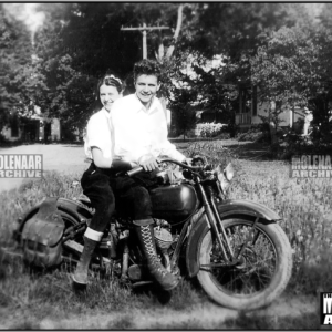 Vintage Harley Photo Poster – Young Couple Riding a 1929 Harley 45-DL Model