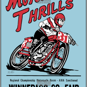 Vintage Motorcycle Regional Championship Race Poster – Winnebago Co. AMA 1950s