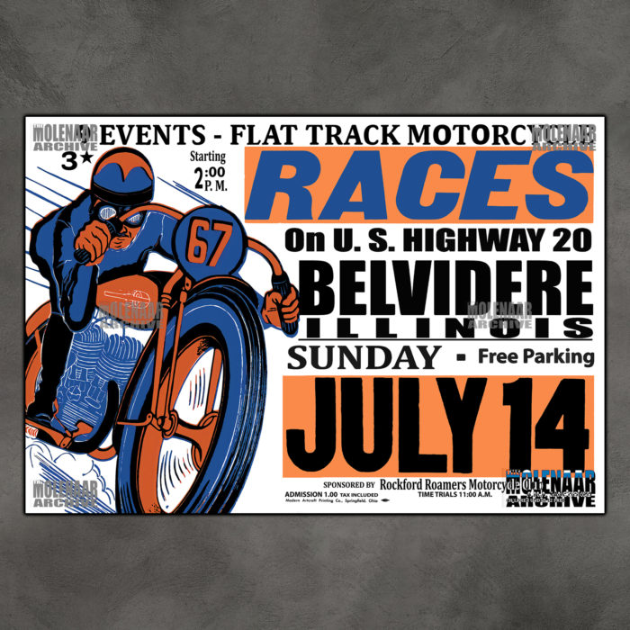 Vintage Motorcycle Flat Track Race Poster - Belvidere Illinois 1946 - Image 4